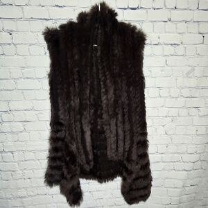 Luxurious 100% Real Fur Cardigan in Rich Brown Size OS